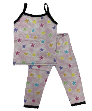 Esme Shimmer Rainbow Stars Cami & Legging Set, Esme, Camisole, Capri & Legging, Emse Romper, Esme, Esme Capri and Legging Set, Esme Loungewear, Esme Onesie, esme pajama set, Esme Pajamas, Esm