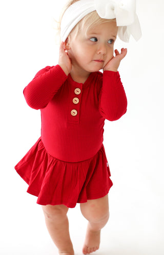 Posh Peanut Solid Ribbed Crimson L/S Henley Twirl Skirt Bodysuit, Posh Peanut, cf-size-3-6-months, cf-type-twirl-skirt-bodysuit, cf-vendor-posh-peanut, Posh Peanut, Posh Peanut Dress, Posh Pe