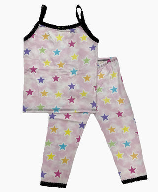 Esme Shimmer Rainbow Stars Cami & Legging Set, Esme, Camisole, Capri & Legging, Emse Romper, Esme, Esme Capri and Legging Set, Esme Loungewear, Esme Onesie, esme pajama set, Esme Pajamas, Esm