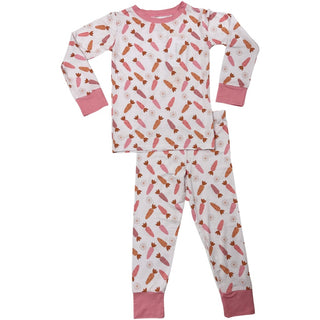 In My Jammers Pink Carrot L/S 2pc PJ Set, In My Jammers, Bamboo, Bamboo Pajamas, Boho Bunny, cf-size-2t, cf-size-3t, cf-size-4t, cf-size-5t, cf-type-pajamas, cf-vendor-in-my-jammers, Easter, 