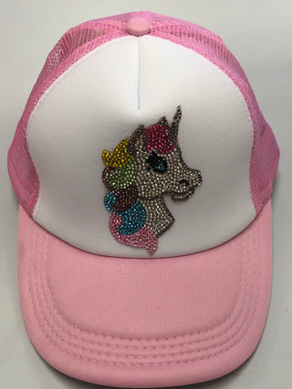 Bari Lynn Rhinestone Rainbow Unicorn Trucker Hat, Bari Lynn, Bari Lynn, bari Lynn trucker Hat, bling, cupcake, hat, rhinestone, rhinestone cupcake, Trucker Hat, tween, tween gift, tween girls