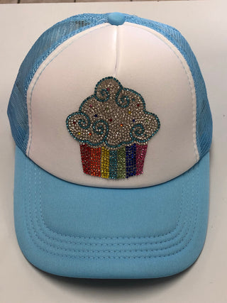 Bari Lynn Rhinestone Rainbow Cupcake Trucker Hat, Bari Lynn, Bari Lynn, bari Lynn trucker Hat, bling, cupcake, hat, rhinestone, rhinestone cupcake, Trucker Hat, tween, tween gift, tween girls