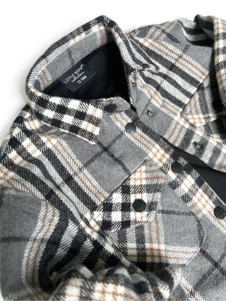 Little Bipsy Flannel Shacket - Ash, Little Bipsy Collection, Ash, CM22, Daddy + Me, Daddy and Me, Flannel, Flannel Shacket, Hooded Flannel, JAN23, Little Bipsy, Little Bipsy Collection, Littl