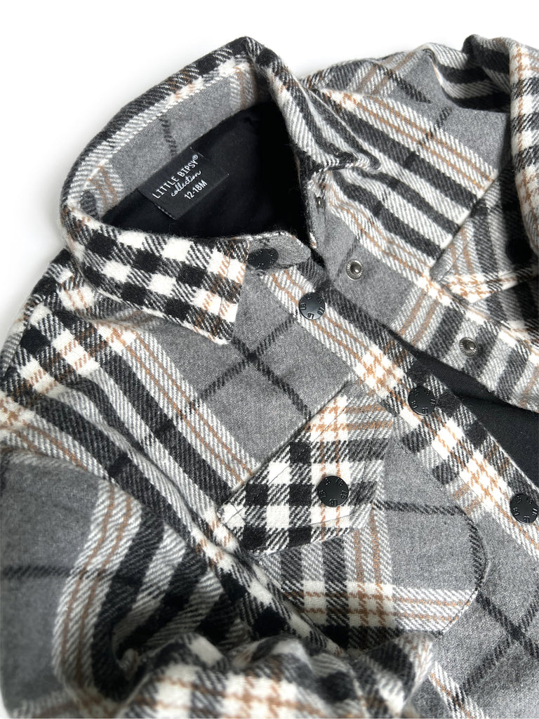 Little Bipsy Flannel Shacket - Ash – Basically Bows & Bowties