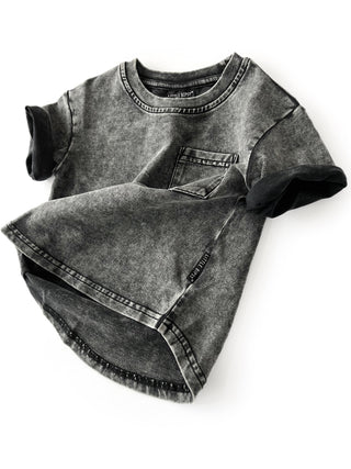 Little Bipsy Acid Wash Tee - Charcoal, Little Bipsy Collection, Acid Wash Tee, Baja Collection, cf-size-0-3-months, cf-type-tee, cf-vendor-little-bipsy-collection, Charcoal, LBSS23, Little Bi