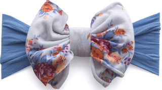 Baby Bling Denim Floral Jersey Bow Headband, Baby Bling, Baby Bling, Baby Bling Bows, Baby Bling Headband, Baby Headband, Baby Headbands, Denim Floral, Denim Floral Jersey Bow, Headband, Head