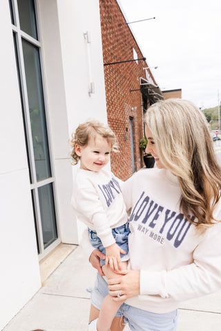 Le La Lo Love You Way More Chenille Sweatshirt - Mama, LE LA LO, LE LA LO, Love You Chenille Sweatshirt, Love You Way More Chenille Sweatshirt, Matching Mommy and Me, Mommy & Me LE LA LO, Mom