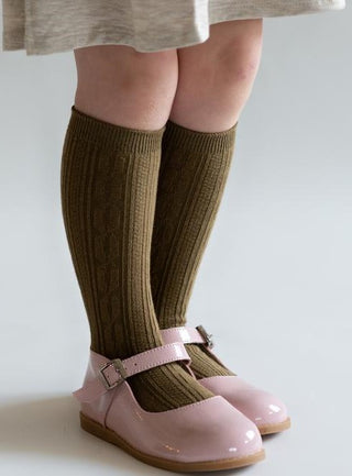 Little Stocking Co Knee High Socks - Olive, Little Stocking Co, Cable Knit Knee High, Cable Knit Knee High Socks, cf-size-0-6-months, cf-size-1-5-3y, cf-size-4-6y, cf-size-6-18-months, cf-siz