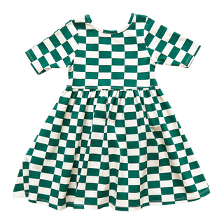 Pink Chicken Girls Organic Steph Dress - Evergreen Check, Pink Chicken, Big Girls Clothing, cf-size-6y, cf-size-8y, cf-type-dress, cf-vendor-pink-chicken, Dress, Dress for Girls, Dresses for 