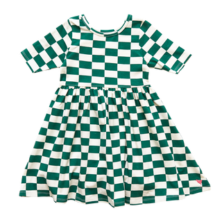 Pink Chicken Girls Organic Steph Dress - Evergreen Check, Pink Chicken, Big Girls Clothing, cf-size-6y, cf-size-8y, cf-type-dress, cf-vendor-pink-chicken, Dress, Dress for Girls, Dresses for 