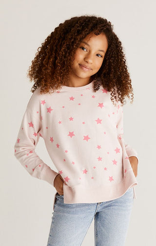 Z Supply Girls Star Modern Weekender - Pink, Z Supply, cf-size-large-12-14, cf-size-medium-10-12, cf-type-pullover, cf-vendor-z-supply, CM22, JAN23, Stars Pullover, Top, Tween Girl, tween gir