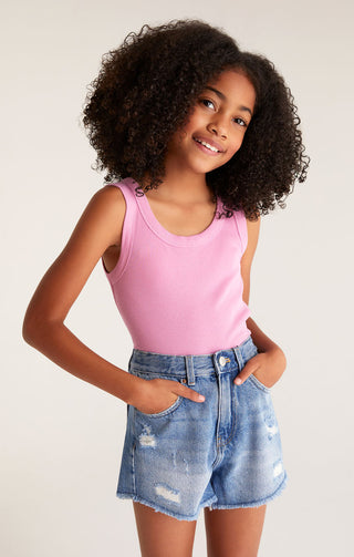 Z Supply Girls Oaklynn Rib Tank - Orchid Pink, Z Supply, CM22, JAN23, Top, Tween Girl, tween girls, Tween Girls Clothing, Z Supply, Z Supply Girls, Z Supply Girls Oaklynn Rib Tank, Z Supply G