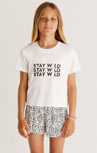 Z Supply Girls Stay Wild Tee - White, Z Supply, JAN23, Top, Tween Girl, tween girls, Tween Girls Clothing, Z Supply, Z Supply Girls, Z Supply Girls Stay Wild Tee, Z Supply Girls Top, Z Supply