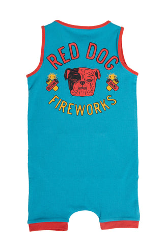 RAGS Tank Short Kangaroo Pocket Rag Romper - Red Dog Firework Navagio Bay, RAGS, 4th of July, cf-size-18-24-months, cf-size-3-6-months, cf-type-romper, cf-vendor-rags, CM22, Patriotic, RAGS, 