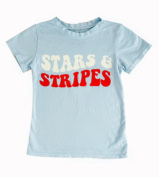 Brokedown Clothing Kid's Stars & Stripes Tee in Ice Blue, Brokedown Clothing, 4th of July, 4th of July Shirt, Brokedown Clothing, cf-size-12-months, cf-size-18-months, cf-size-3t, cf-size-6-m