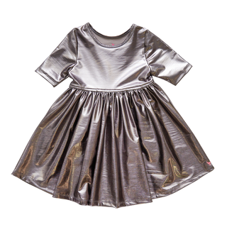 Pink Chicken Steph Dress - Silver Lame, Pink Chicken, Big Girls Clothing, cf-size-10y, cf-size-2y, cf-size-3y, cf-type-dress, cf-vendor-pink-chicken, Dress, Dress for Girls, Dresses for Girls