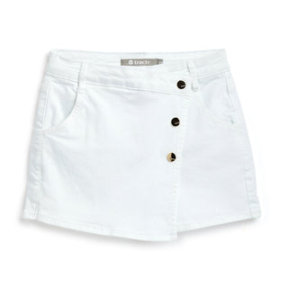 Tractr Girls Overflap White Denim Skort, Tractr, cf-size-12, cf-size-14, cf-size-8, cf-type-skirt, cf-vendor-tractr, CM22, Denim Skirt, Overflap Skort, Skirt, Tractr, Tractr (7-14), Tractr Gi