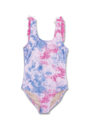 One Piece Bow Back Bikini Girls 7-14 Periwinkle Swirl - Shade Critters