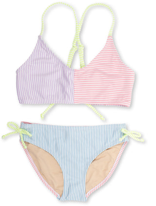 Shade Critters Seersucker Colorblock Tie Back Bikini, Shade Critters, 2pc Swimsuit, Bathing Suit, cf-size-10y, cf-type-swimwear, cf-vendor-shade-critters, Girls Swimwear, Seersucker Colorbloc