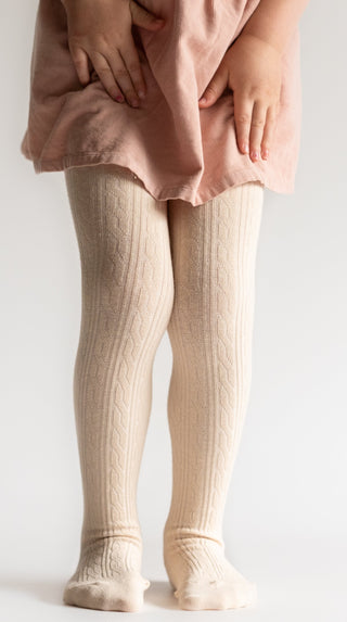 Little Stocking Co Cable Knit Tights - Vanilla, Little Stocking Co, Cable Knit Tights, cf-size-0-6-months, cf-size-1-2y, cf-size-3-4y, cf-size-5-6y, cf-size-6-12-months, cf-size-7-8y, cf-type