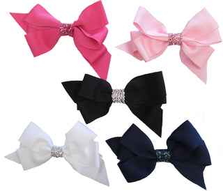 XLarge Grosgrain Hair Bow w/Swarovski Crystals on Clippie, Bari Lynn, Alligator Clip, Alligator Clip Hair Bow, cf-type-hair-bow, cf-vendor-bari-lynn, Grosgrain, Hair Bow, Hair Bow on Clippie,