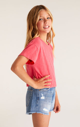 Z Supply Girls Nattie Tee - Strawberry, Z Supply, JAN23, Top, Tween Girl, tween girls, Tween Girls Clothing, Z Supply, Z Supply Girls, Z Supply Girls Nattie Tee, Z Supply Girls Nattie Tee - S